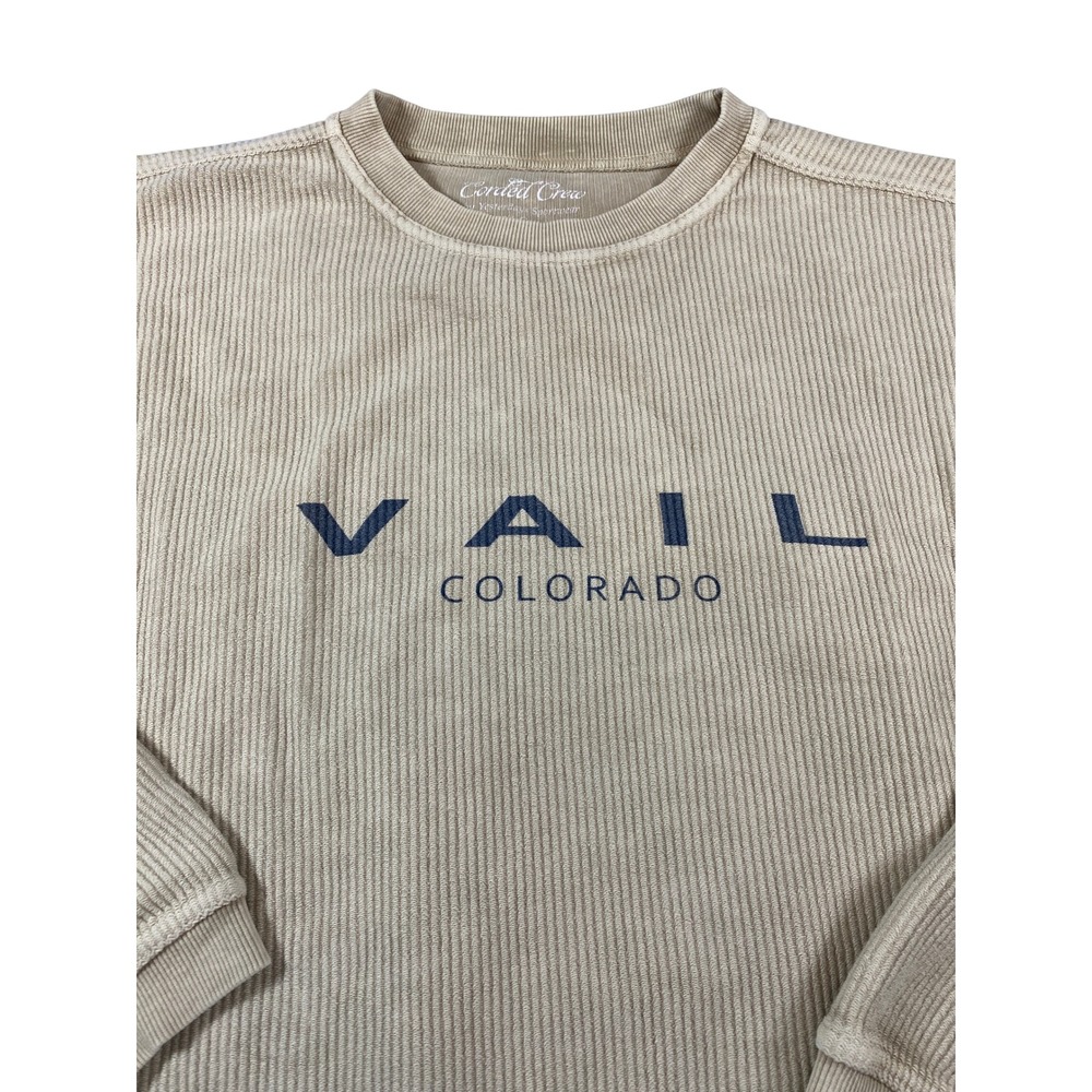 Corded‎ Crew Vail Colorado Sweatshirt Tan Ribbed Cotton Pullover XL